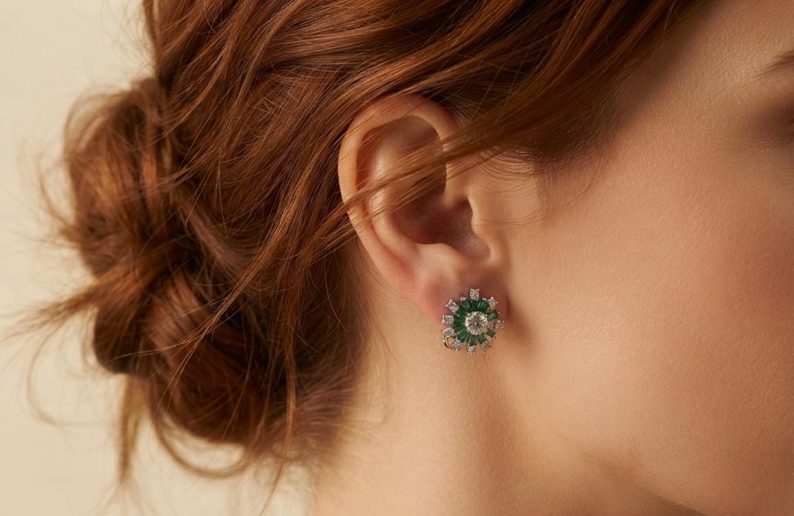 Green diamond earrings