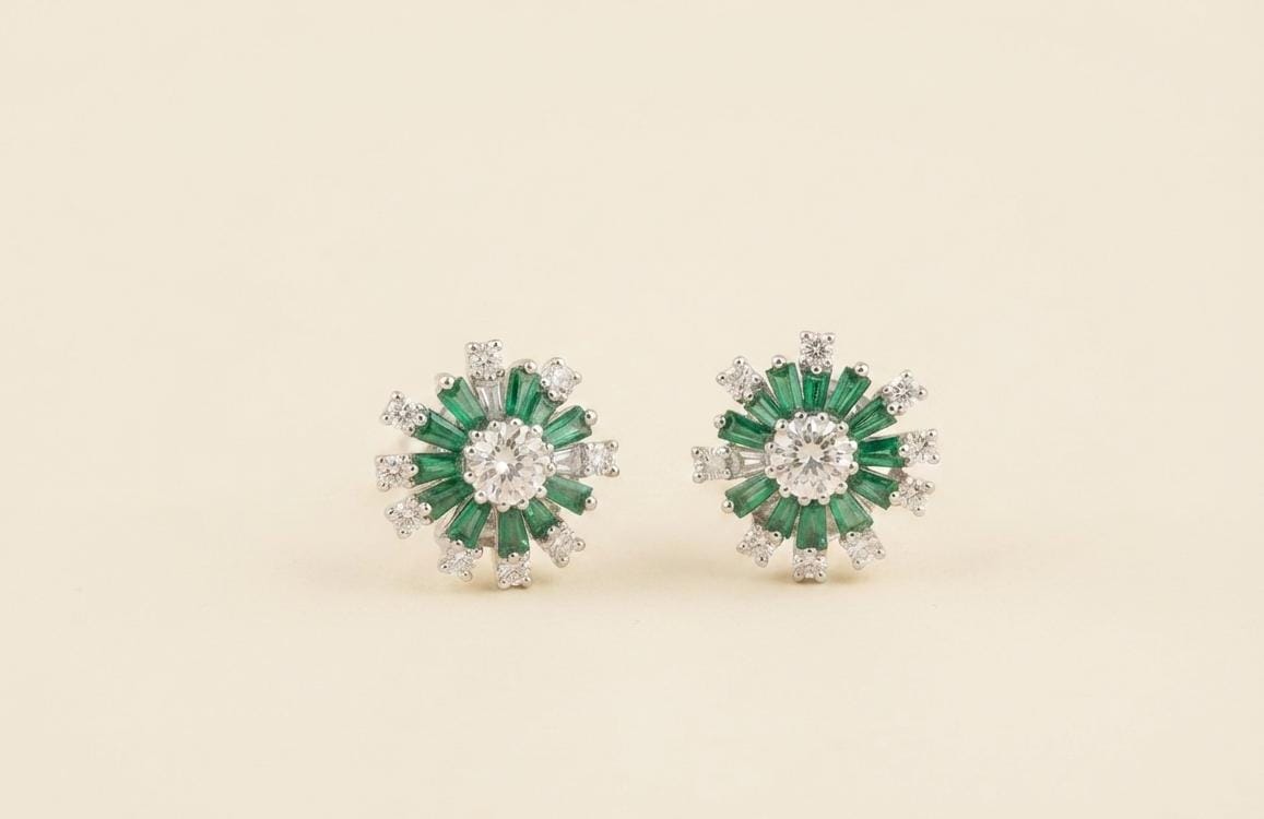 Green diamond earrings
