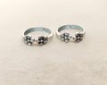 Twin Flower Oxidised Silver Toe Rings