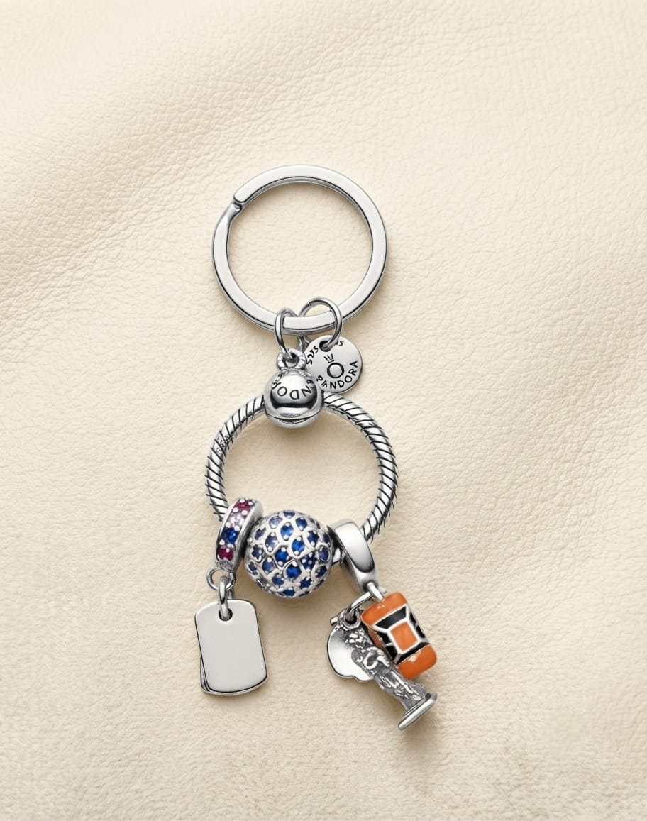 Designer Charm Silver Keychain