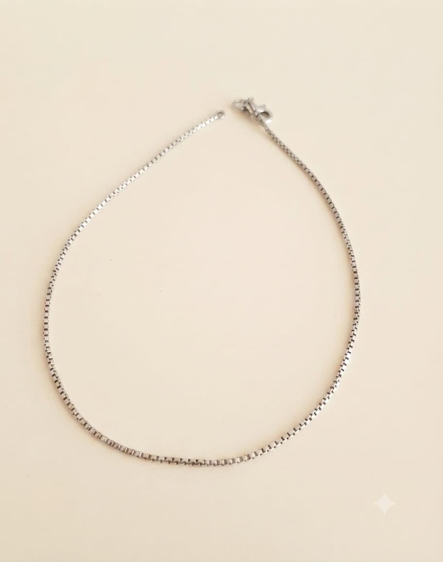 Minimal Box Chain Silver Anklet - view 2