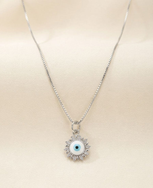 Sunflower Evil Eye Silver Necklace