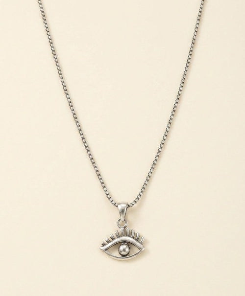 Antique Eye & Lash Silver Necklace