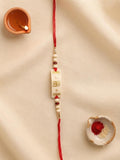 Gold Plated Om Pearl White Rakhi