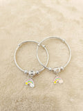 Rainbow Charm Adjustable Kids Silver Kadas Pair