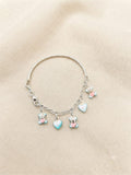 Teddy & Hearts Charm Kids Silver Bracelet