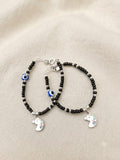 Unicorn Evil Eye Kids Silver Nazariya Pair