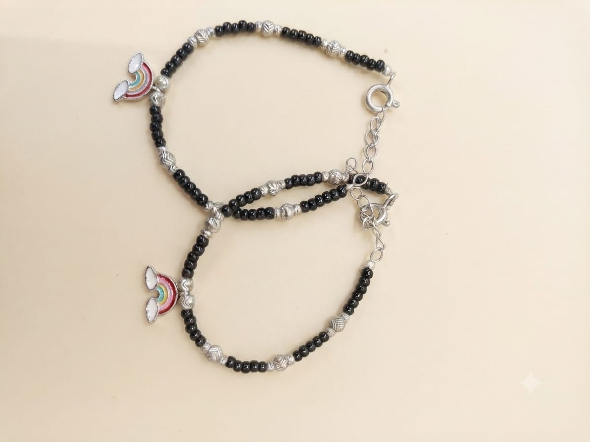 Rainbow Charm Kids Silver Nazariya Pair