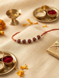 Five Rudraksha Zircon Silver Rakhi
