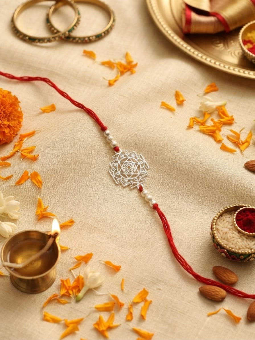 Mandala Filigree Silver Rakhi