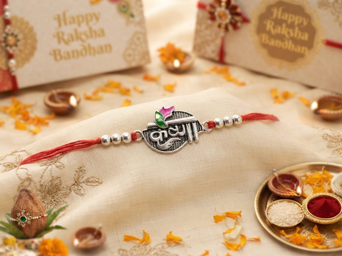 Kanha Krishna Flute Silver Rakhi