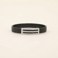 Black Baguette Plate Ribbed Men's Bracelet