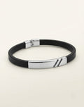 Diagonal Stripe Black Band Men's Bracelet