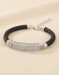 Pave ID Braided Leather Men's Bracelet