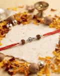 Damru Charm Rudraksha Silver Rakhi