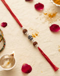 Temple Bead Rudraksha Silver Rakhi