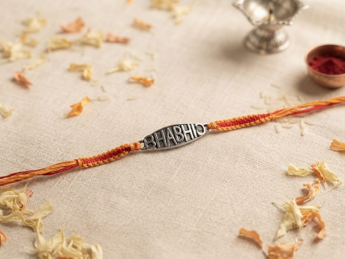 BHABHI Engraved Silver Rakhi